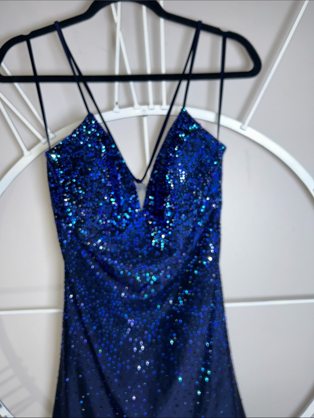 Amelia Couture Sparkly Rhinestone Bodycon Mini Dress (Style 3100S) in Navy - Picture 2 of 16
